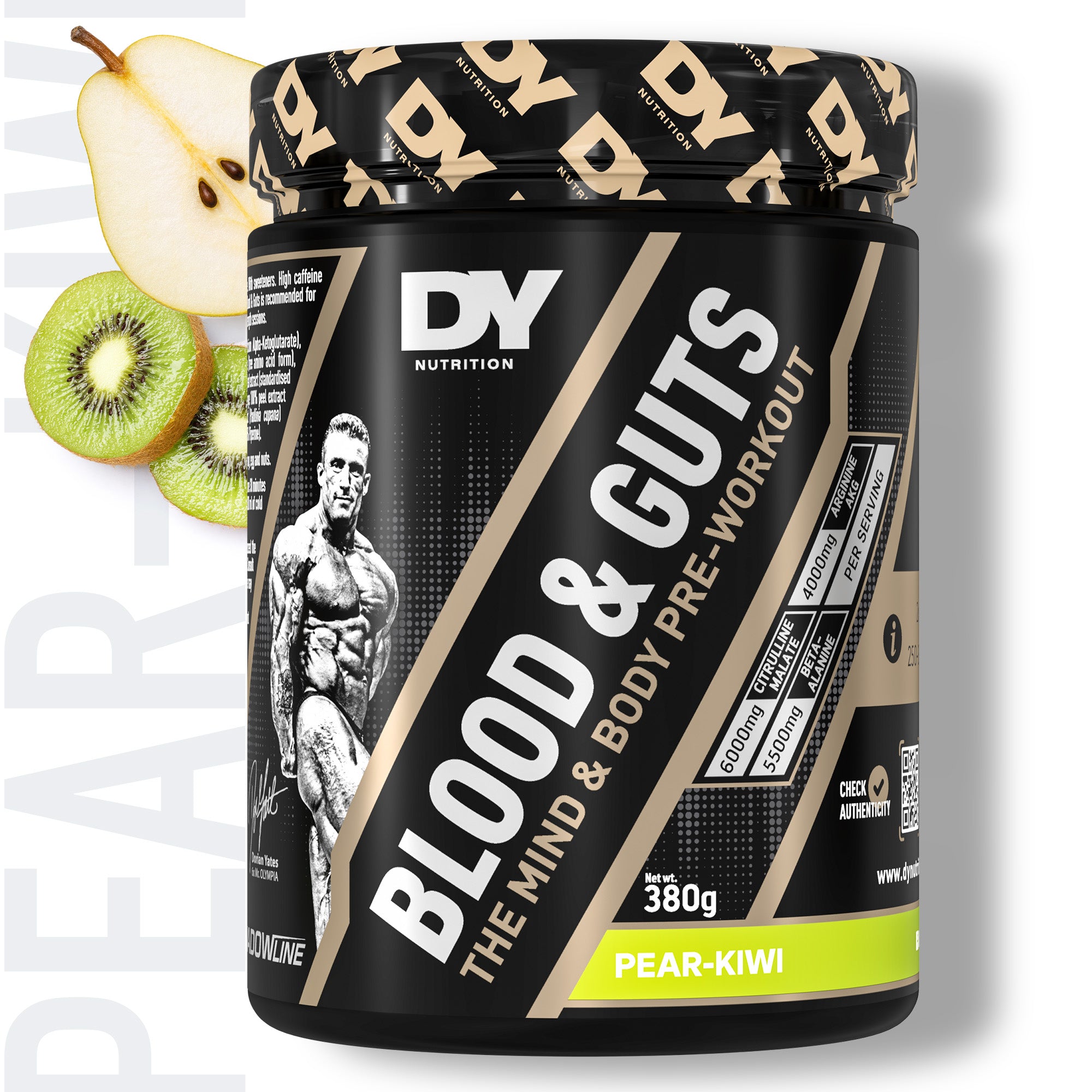 Blood & Guts DY Nutrition, pară-kiwi, 380 g