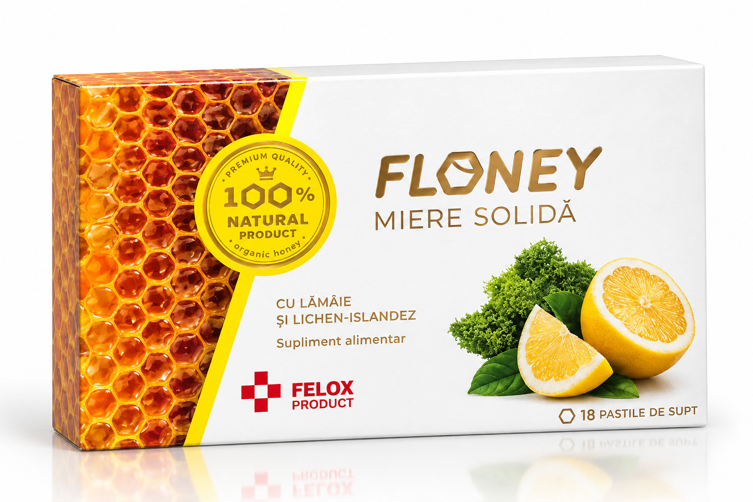 Floney cu miere, lămâie și lichen-islandez, 18 pastile