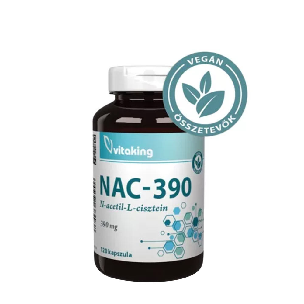 NAC Vitaking 390 mg, N-acetil-L-cisteină, 120 capsule — fotografia produsului