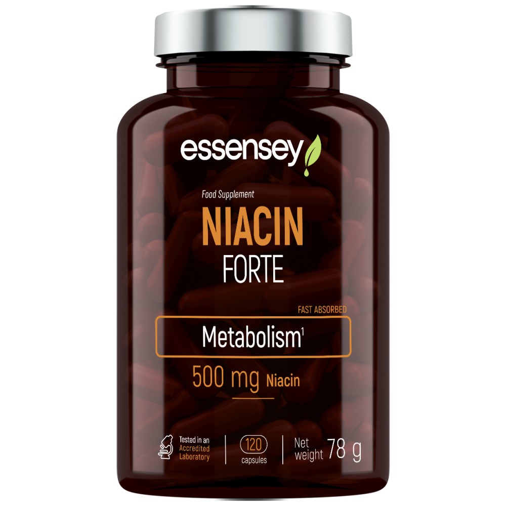Niacină Essensey Forte 500 mg, vitamina B3, 120 capsule