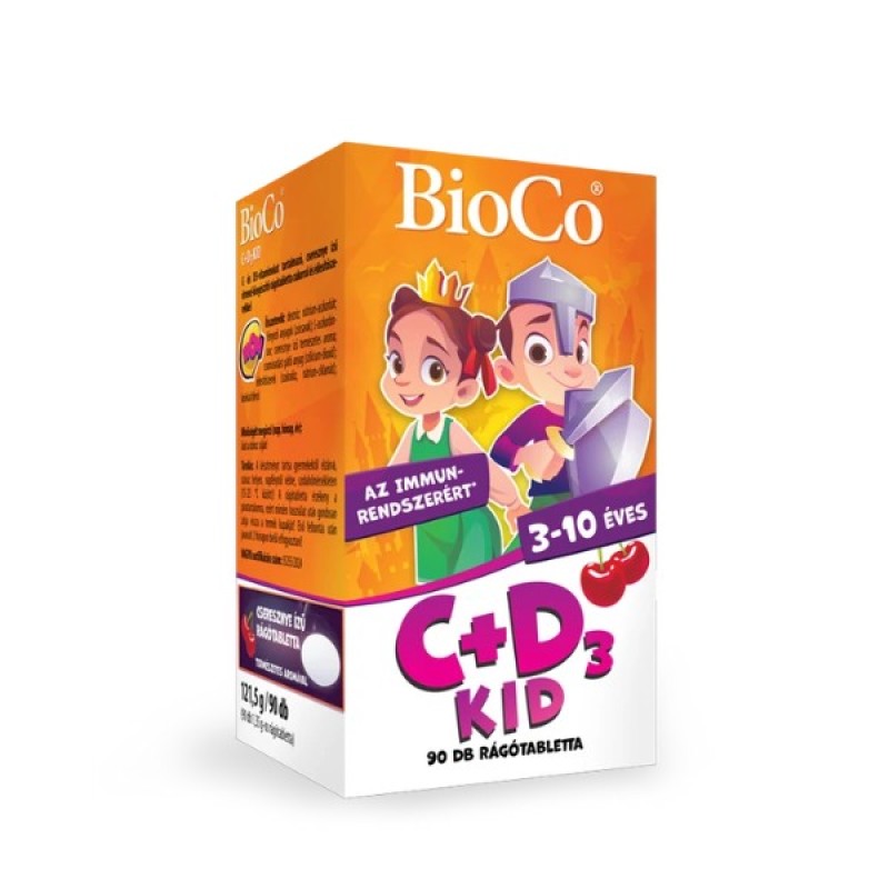 Vitaminele C + D3 Kid BioCo, 90 comprimate masticabile